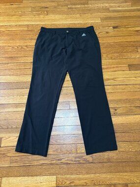 Adidas Mens Golf Pants Size 36x32 Black Flat Front Trousers Tech Chino Casual